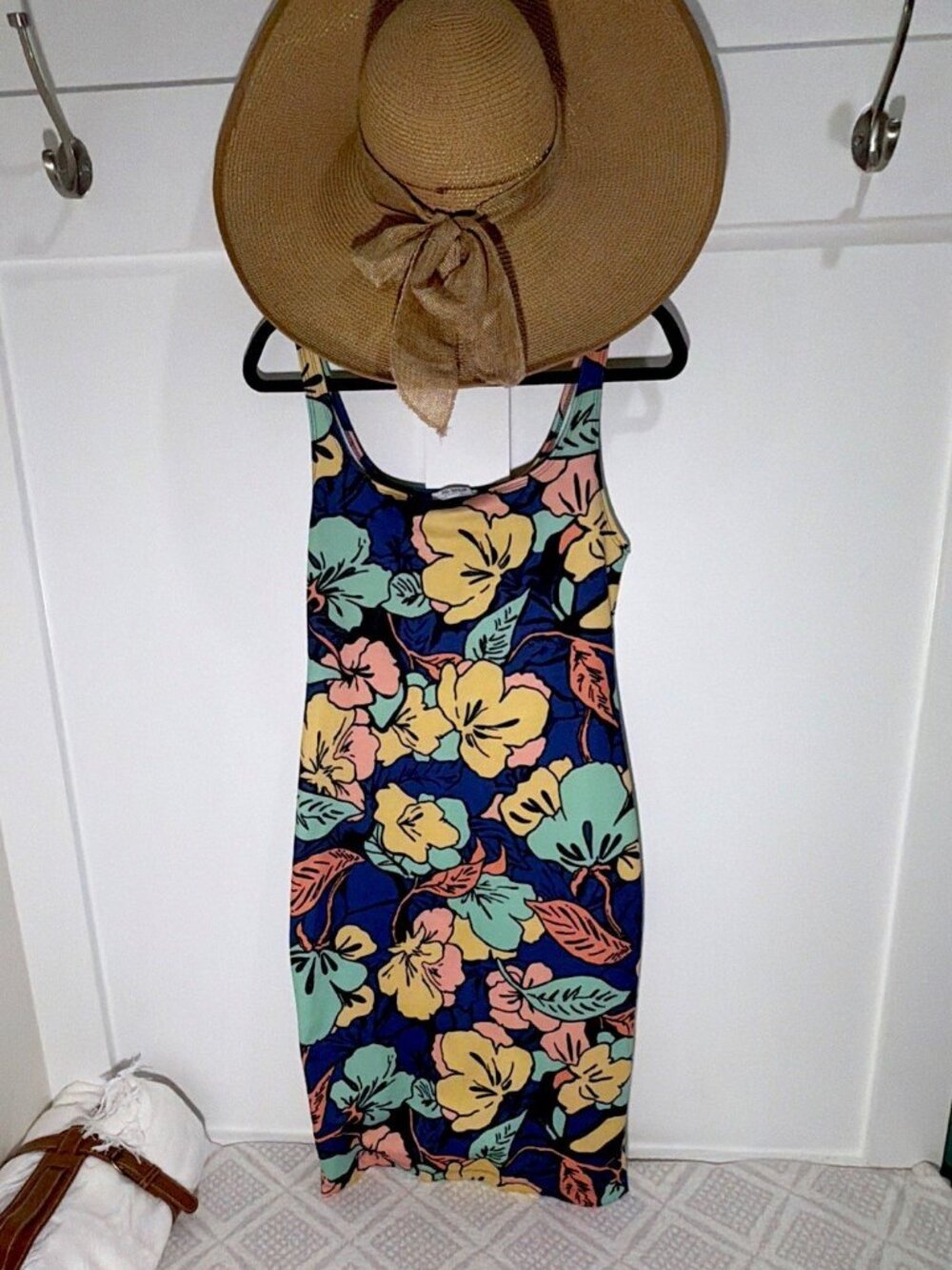 Zara Trafaluc Floral Tank Dress Womens L Tropical Hawaiian Resort Vacation